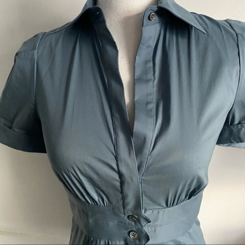 Bcbgmaxazria Medium Blue Button Front Blouse - image 4